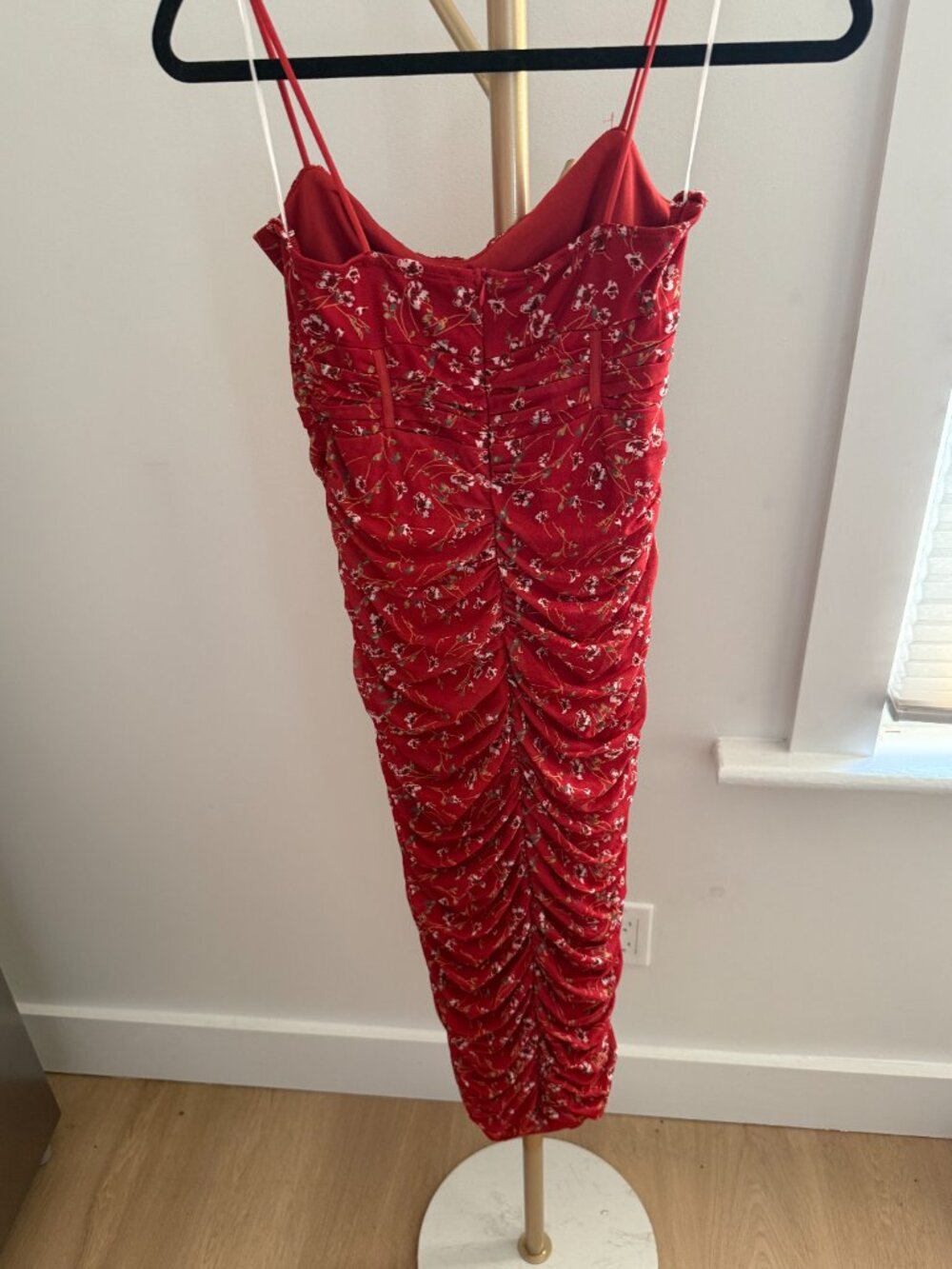 Hello Molly Red Ruched Body Con Dress - Picture 4 of 5